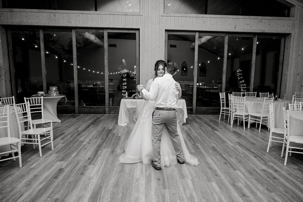 bride and groom dance at wedding reception