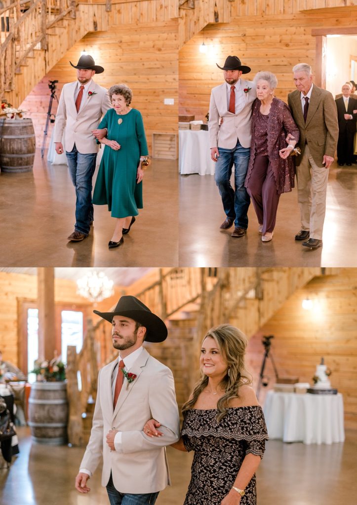 wedding guests being walked to seat