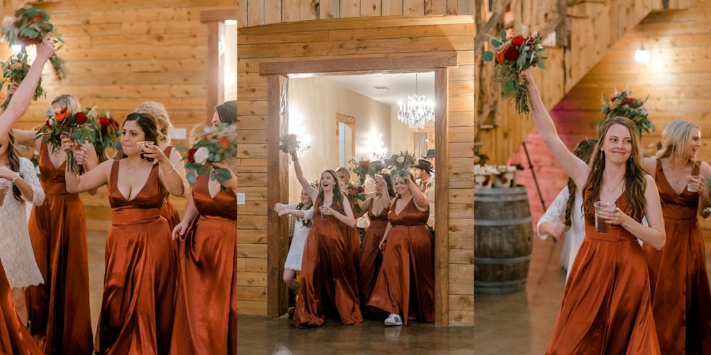 wedding party grand entrance to Diamond H3 Ranch wedding reception