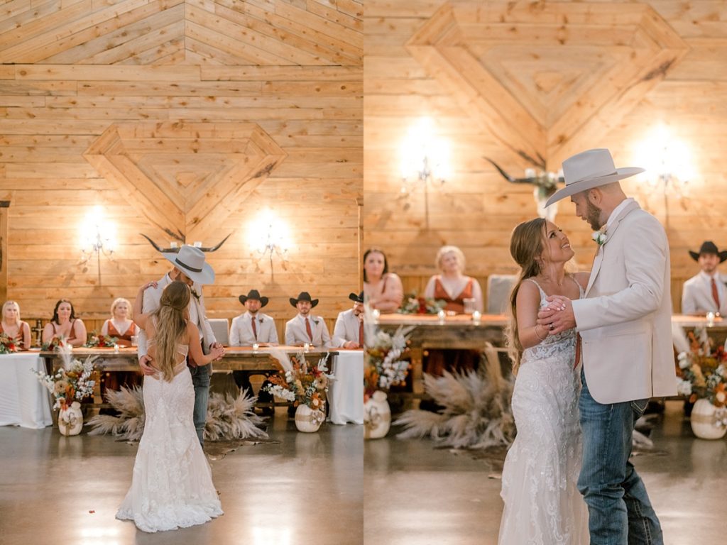 bride groom first dance at Diamond H3 Ranch Texas wedding