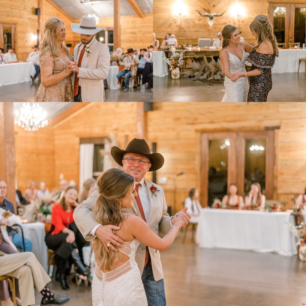 bride and father of bride , groom with his mother dance at wedding