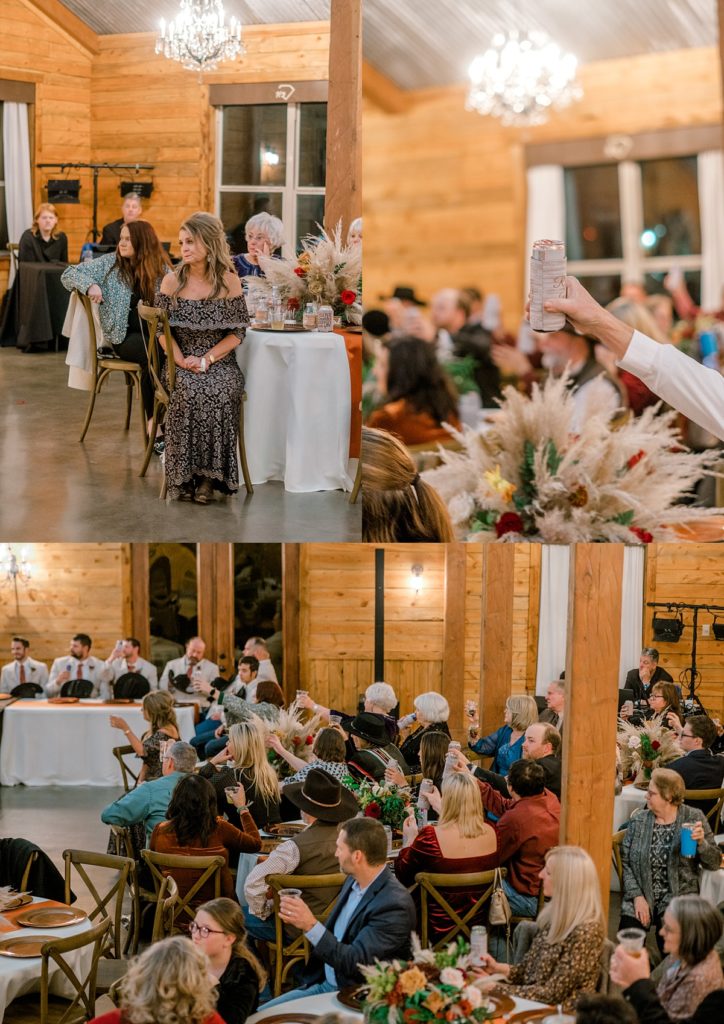 wedding toasts and speeches at Diamond H3 Ranch Texas wedding