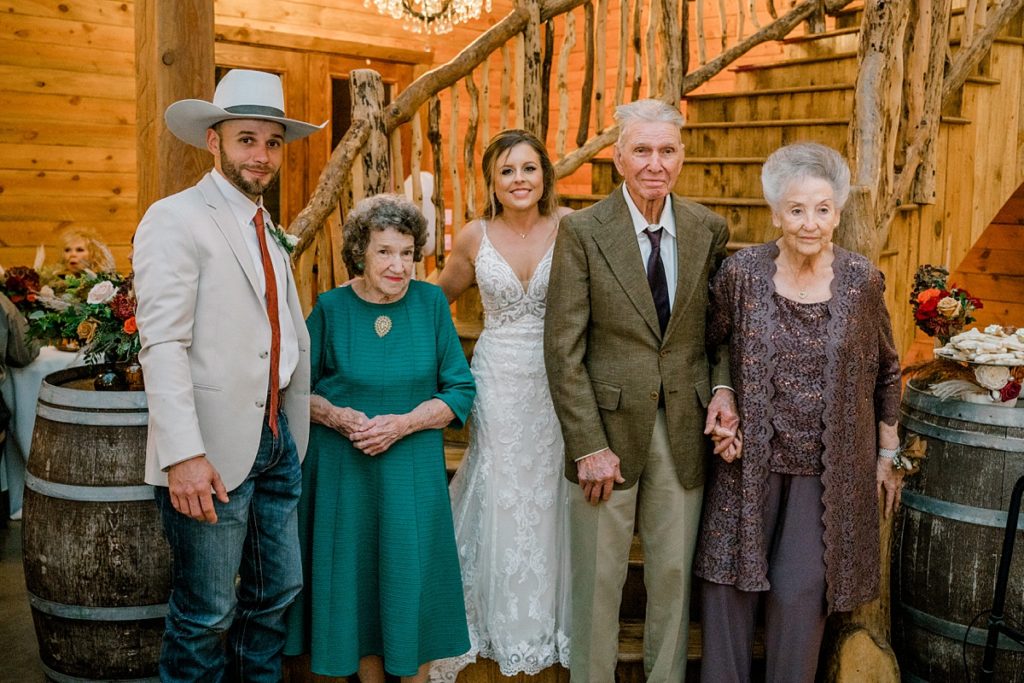 bride and groom with grandparents