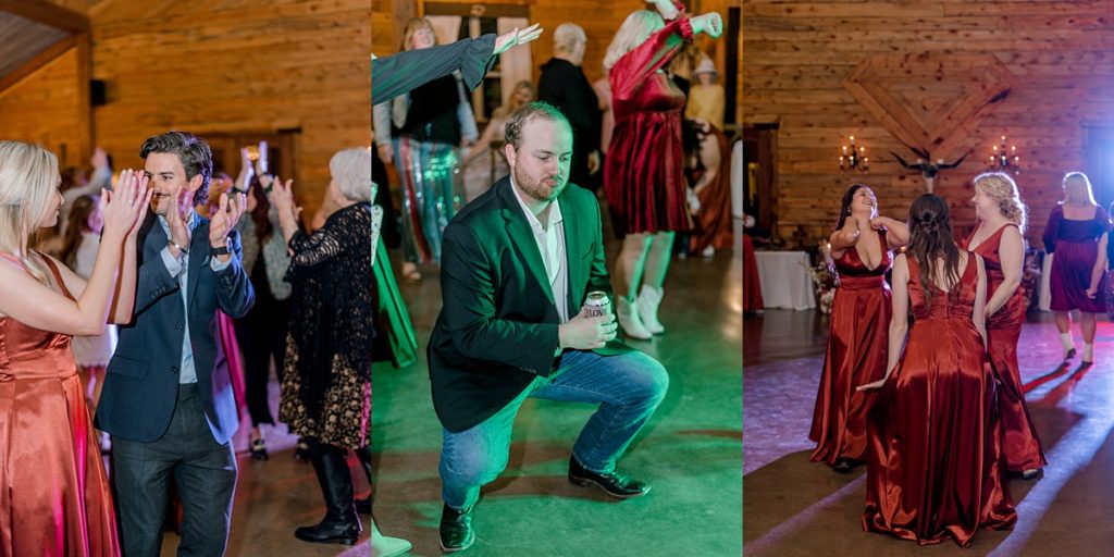 wedding guests dance at reception