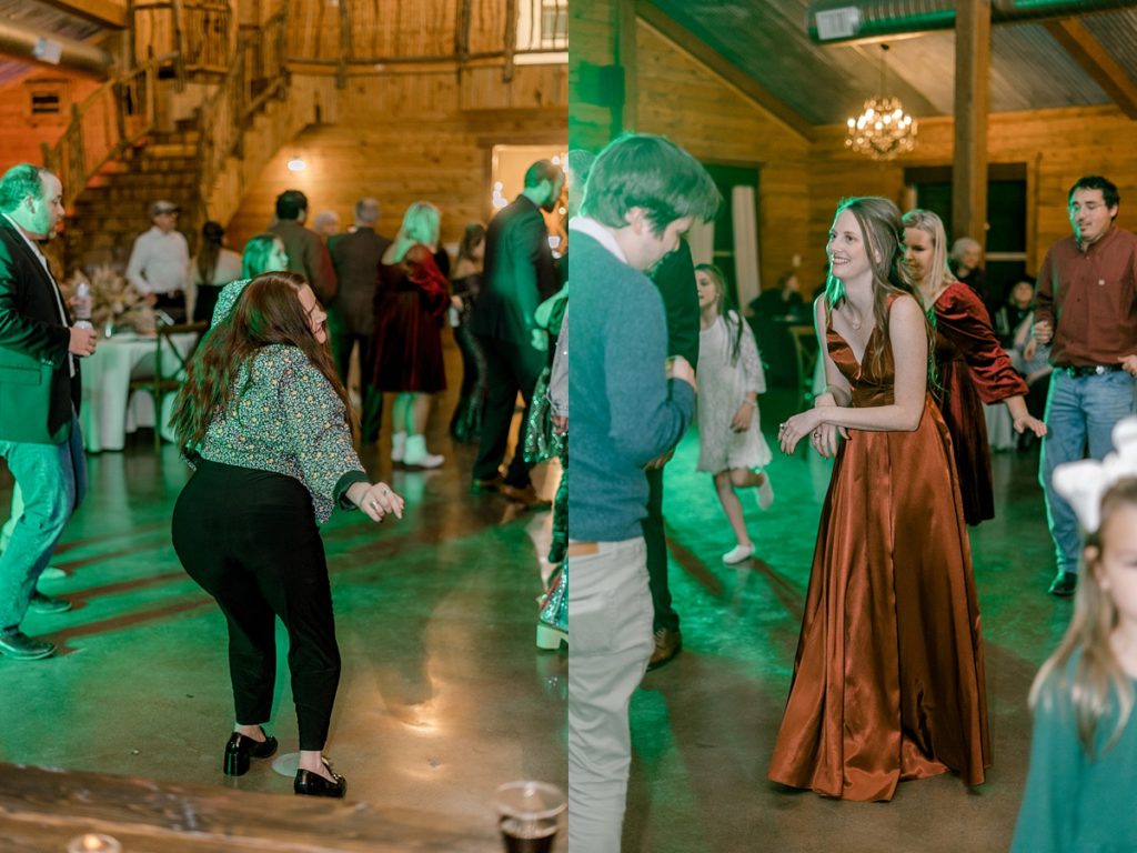 wedding guests dance at reception