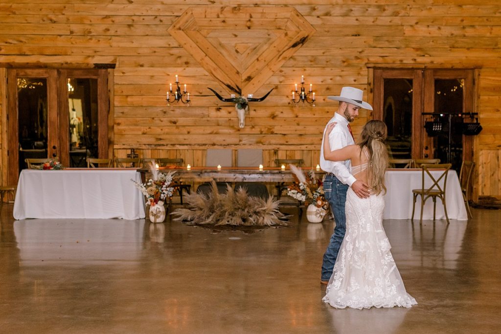 bride and groom dancing at Diamond H3 Ranch wedding reception